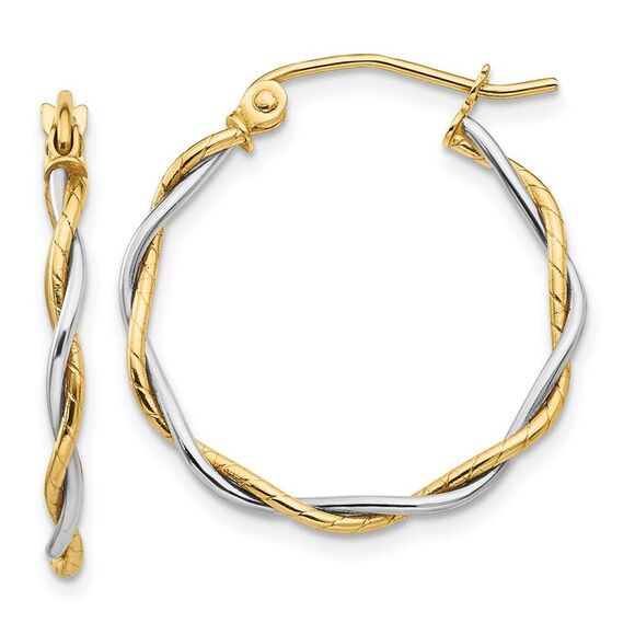 Kazi Luxury 14k Two-tone Polished 1.8mm Twisted Hoop Earrings,New Products : American Fashion Style Bags On Sale